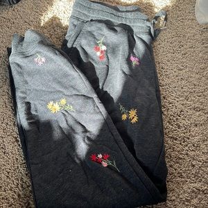 Gray floral sweatpants